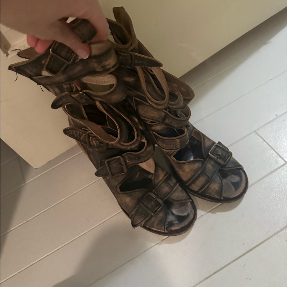 Brown Strappy Sandals heels
